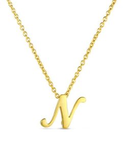 Roberto Coin 18K Small Script Initial &apos;N&apos; Pendant