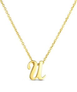 Roberto Coin 18K Small Script Initial &apos;U&apos; Pendant