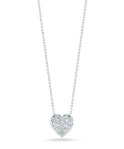 Roberto Coin 18K White Gold Puffed Heart Pendant With Diamonds