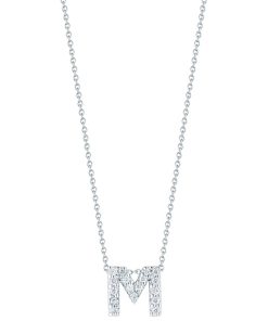 Roberto Coin 18K White Gold Love Letter &apos;M&apos; Pendant With Diamonds
