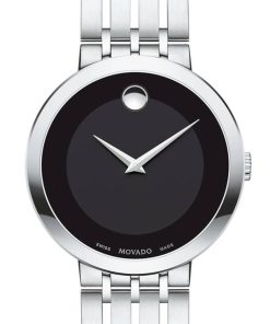 Movado Esperanza Matte Black Dial Silver-Tone SS Watch, 40mm