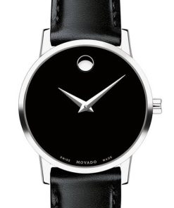 Movado Museum Classic Black Dial & Leather Strap Watch, 28mm