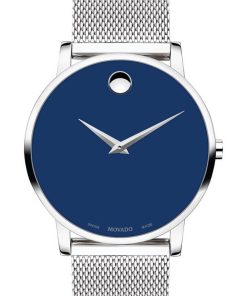 Movado Museum Classic Blue Dial Stainless Steel Mesh Watch, 40mm