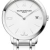Baume & Mercier Classima White Dial Polished Silver-Tone Steel Watch, 36.5mm