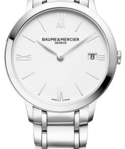 Baume & Mercier Classima White Dial Polished Silver-Tone Steel Watch, 36.5mm