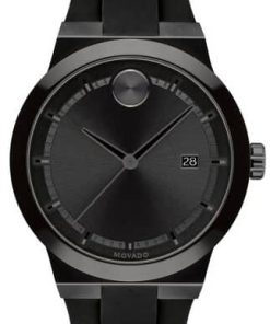 Movado BOLD Fusion Black Dial & Silicone Strap Watch, 42.3mm