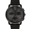 Movado BOLD Thin Chronograph Black Dial & Leather Watch, 42mm