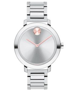 Movado BOLD Evolution Silver-Tone Metallic Dial & Link Bracelet Watch, 34mm