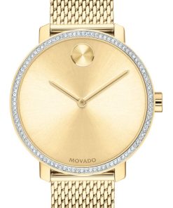 Movado BOLD Shimmer Yellow Gold-Tone Dial & Mesh Bracelet Watch, 34mm