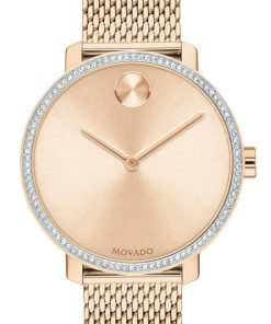Movado Bold Shimmer Carination Rose Gold-Tone Dial & Mesh Bracelet Watch, 34mm