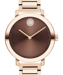 Movado BOLD Evolution Chocolate Dial Rose Gold-Tone Link Bracelet Watch, 34mm