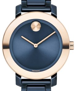 Movado BOLD Evolution Navy Dial & Ceramic Link Bracelet Watch, 36mm