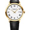Raymond Weil Toccata Quartz White Dial Black Leather Strap Watch, 39mm