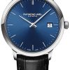 Raymond Weil Toccata Classic Quartz Blue Dial Black Leather Strap Watch, 39mm
