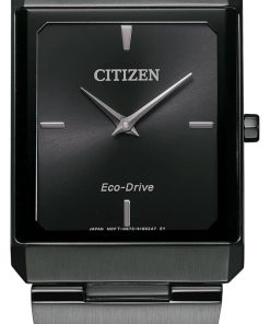 Citizen Eco-Drive Stiletto Black Dial Stainless Steel Watch, 28mm x38mm