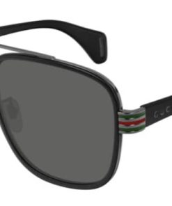 Gucci GG0448S Rectangular Sunglasses, Black Frames, 58mm