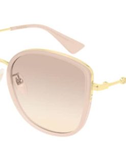 Gucci GG0606SK Cat Eye Sunglasses, Nude & Gold Frames, 56mm