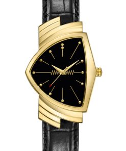 Hamilton Ventura Quartz Black Dial & Leather Strap Watch, 32.3mm x 50.3mm