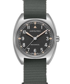 Hamilton Khaki Aviation Pilot Pioneer Mechanical Black Dial Grey Nano Watch, 36mm x 33mm