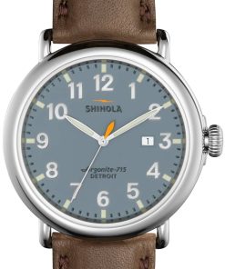 Shinola The Runwell Slate Blue Dial Brown Leather Watch, 47mm