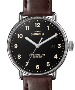 Shinola The Canfield Black Dial Leather Watch, 43mm