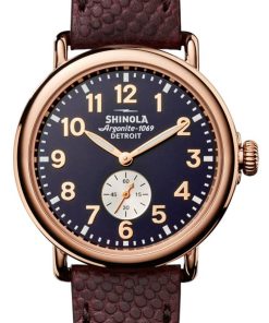 Shinola The Runwell Midnight Blue Dial Oxblood Leather Watch, 41mm