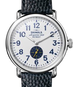 Shinola The Runwell White Dial Navy Leather Watch, 41mm