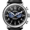 Shinola The Runwell Chrono Black Dial Leather Strap Watch, 47mm