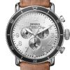 Shinola The Runwell Sport Chrono Silver Dial Tan Leather Watch, 48mm