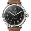 Shinola The Runwell Automatic Matte Black Dial Leather Watch, 45mm
