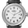 Shinola The Runwell Automatic White Dial Black Leather Watch, 45mm