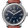 Shinola The Runwell Automatic Midnight Blue Dial Cognac Leather Watch, 45mm