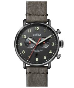 Shinola The Canfield Chrono Gunmetal Dial Leather Watch, 43mm