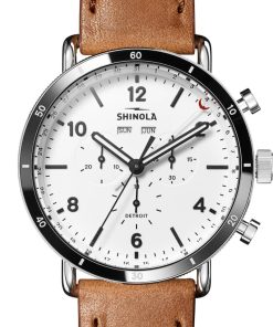 Shinola The Canfield Sport White Dial Bourbon Leather Watch, 45mm