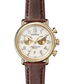 Shinola The Runwell Chrono Ivory Dial Cattail Leather Watch, 41mm