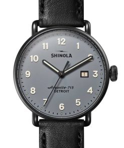 Shinola The Canfield Gray Dial Leather Watch, 43mm