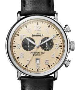 Shinola The Runwell Chrono Cream Dial Leather Watch, 47mm