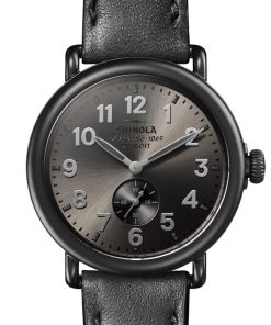 Shinola The Runwell Gunmetal Dial Black Leather Strap Watch, 41mm