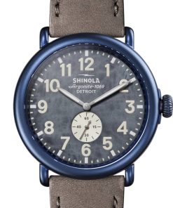 Shinola The Runwell 47mm Blue Hand Painted Dial Sandblast PVD Blue Mens Watch