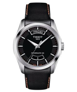 Tissot Couturier Quartz Powermatic 80 Black Dial Cow Leather Watch, 39mm