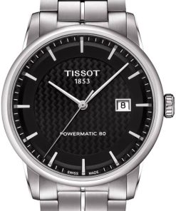 Tissot Luxury Automatic Black Carbon Dial Stainless Steel Bracelet Watch, 43mm