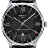 Tissot Chemin Des Tourelles Powermatic 80 Black Dial & Black Leather Watch, 42mm
