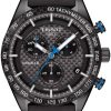 Tissot PRS 516 Quartz Chronograph Black Carbon Dial Rubber Strap Watch, 42mm