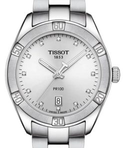 Tissot PR 100 Sport Chic Silver Dial w/ Diamonds & Stainless Steel Bracelet Watch, 36mm