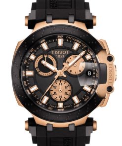Tissot T-Race Chronograph Black Dial & Silicone Strap Watch, 43mm
