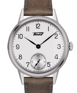 Tissot Heritage Petite Seconde Silver Dial Brown Leather Watch, 42mm