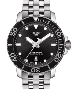 Tissot Seastar 1000 Powermatic 80 Black Dial Stainless Steel Bracelet Watch, 43mm