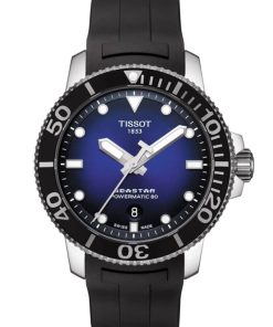 Tissot Seastar 1000 Powermatic 80 Blue Gradient Dial Rubber Strap Watch, 43mm