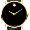 Movado Museum Classic Black Dial Leather Watch, 40mm