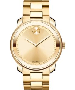 Movado BOLD Yellow Gold-Tone Metallic Dial & Ion-Plated SS Link Bracelet Watch, 42.5mm